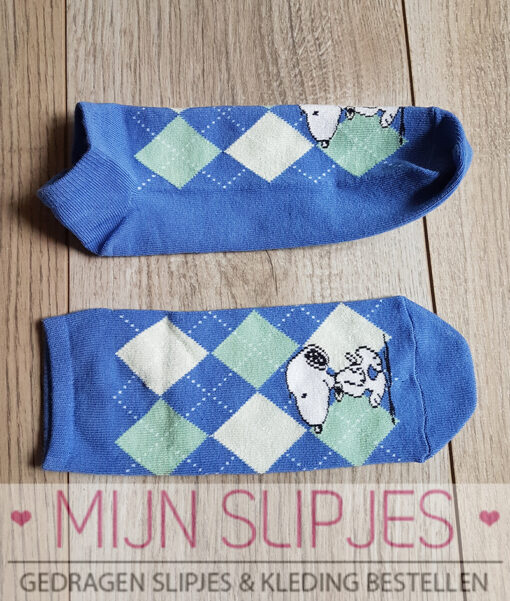 Blauwe Snoopy sneakersokjes