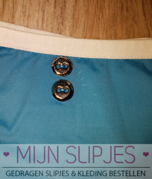 Blauwe merkstring met knoopjes - Afbeelding 2