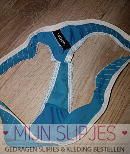 Blauwe merkstring met knoopjes - Afbeelding 3