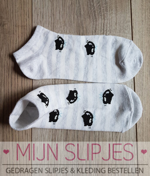 Schattige sneakersokjes met kattenkopjes