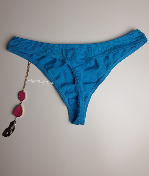 Gedragen katoenen string in een blauwe kleur - Afbeelding 2