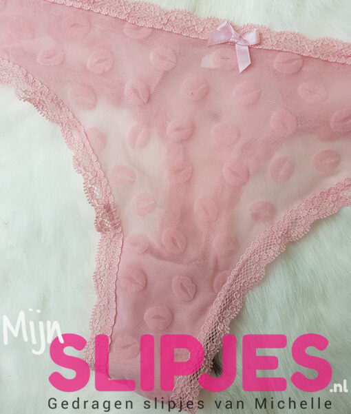Mijn string doorschijnend met kuslipjes in het roze - Afbeelding 2